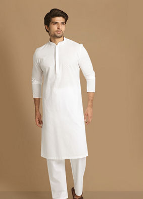Classic White Kurta Set image number 1